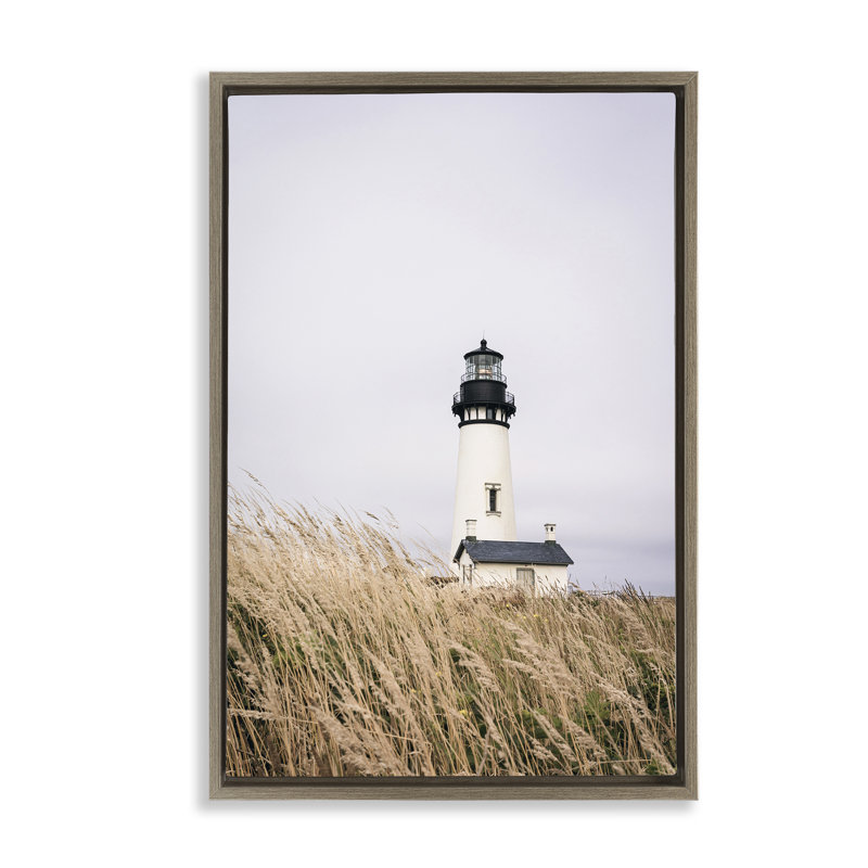 Toile flottante encadrée Peaceful L Phare, Cadre flottant orme Montalcino, H 31 po x l 21 po