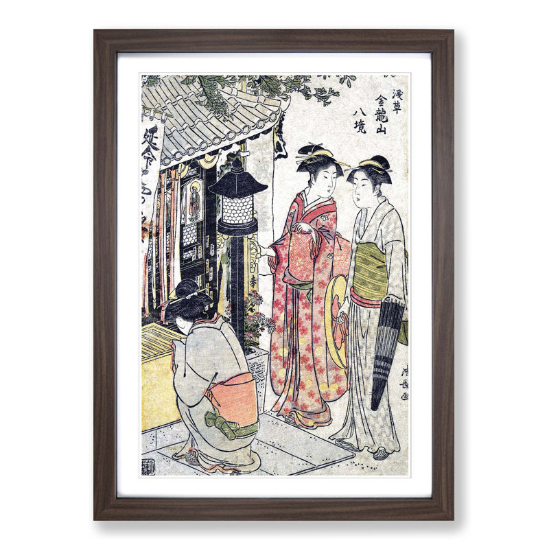 Enmei Jizo by Torii Kiyonaga - Picture Frame Painting Print, 65cm H x 48cm W x 2cm D, Walnut Framed