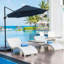 Grand parasol de patio en porte-à-faux rond de 11 pi avec rotation à 360 ° et réglage des mésanges et parasol de terrasse en polyester robuste.