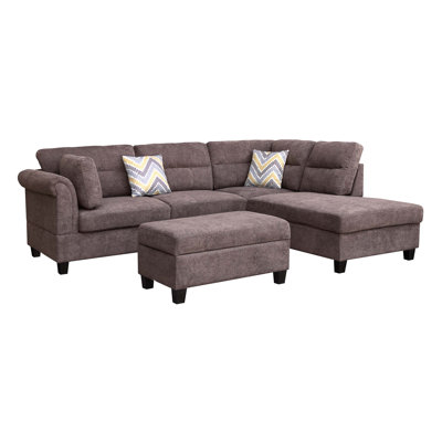 Dark Brown Fabric With Flared Arms Sofa