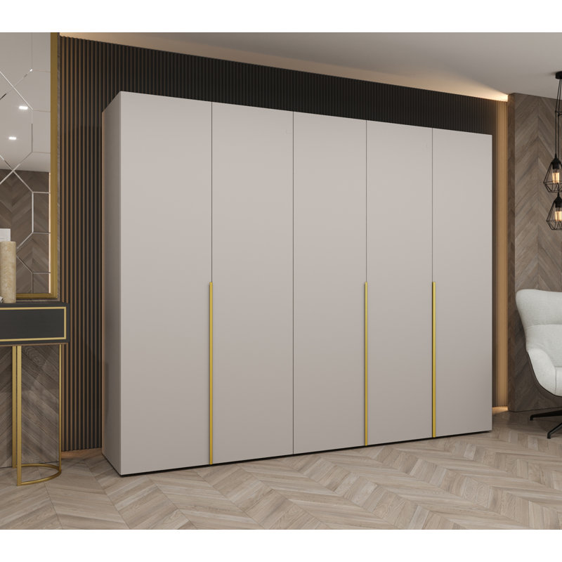 Manufactured Wood Wardrobe, cashmere + handles: gold