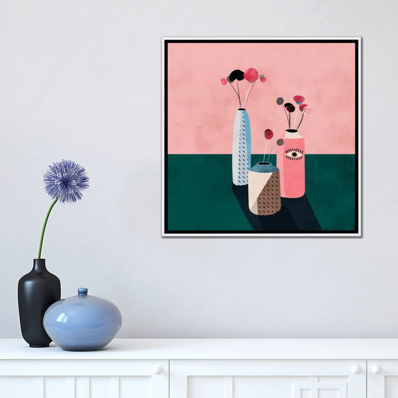 «Floral Minimal III» par Ana Rut Bré - impression d'art graphique, Toile blanche encadrée, Aucun mat