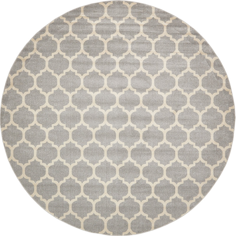 Tapis à motif géométrique gris Molly, Rond 12 pi 2 po