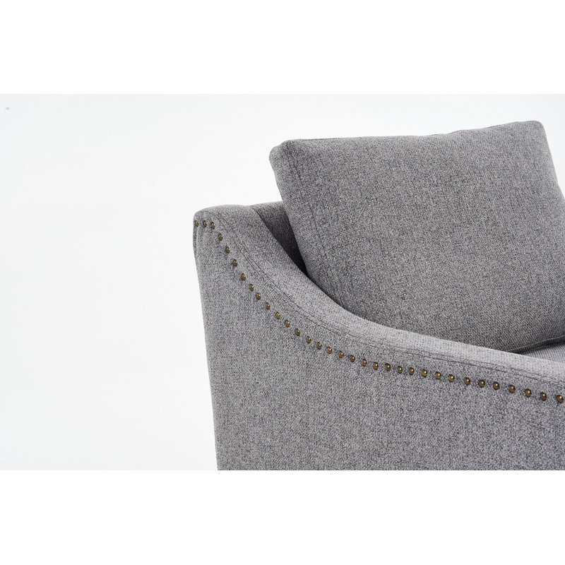 Fauteuil d'appoint pivotant en tissu Elacqua, Lin gris