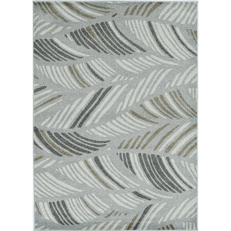 Tapis gris clair en polypropylène à motif machine 7 pi 7 po x 10 pi 10,7 oz., Rectangle 7 pi x 10 pi