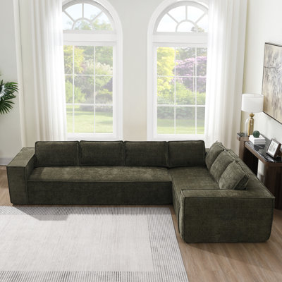 Modern 129.5" 6 Sectional Couch, Wrinkle- Chenille Fabric, No Assembly, Living Room Furniture L-Shaped Couch , 6 Seats, Wrinkle-,
