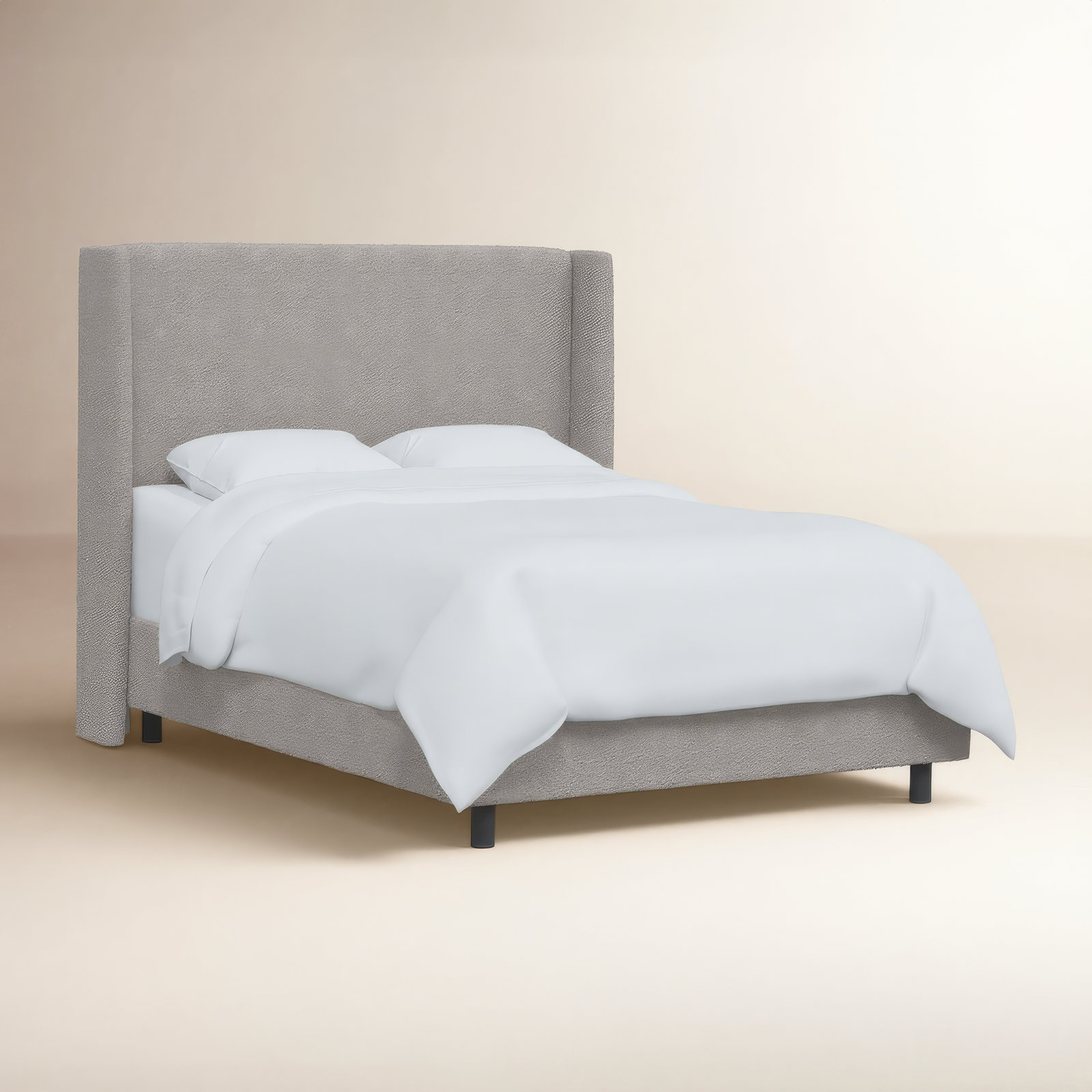 Tilly Linen Upholstered Wingback Bed, California King, Classic Elephant Boucle