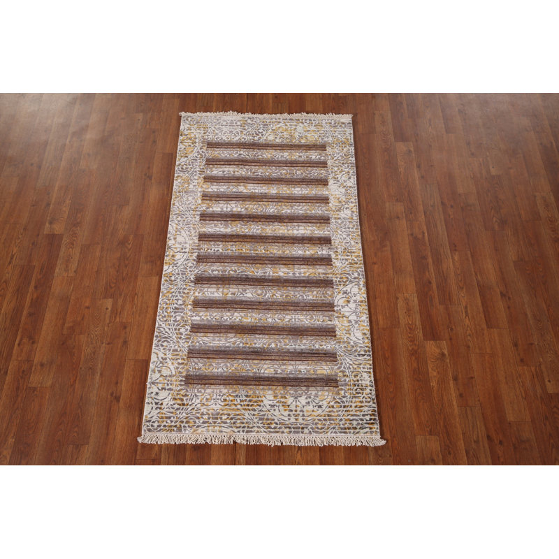 Tapis oriental moderne rayé abstrait 3 x 5