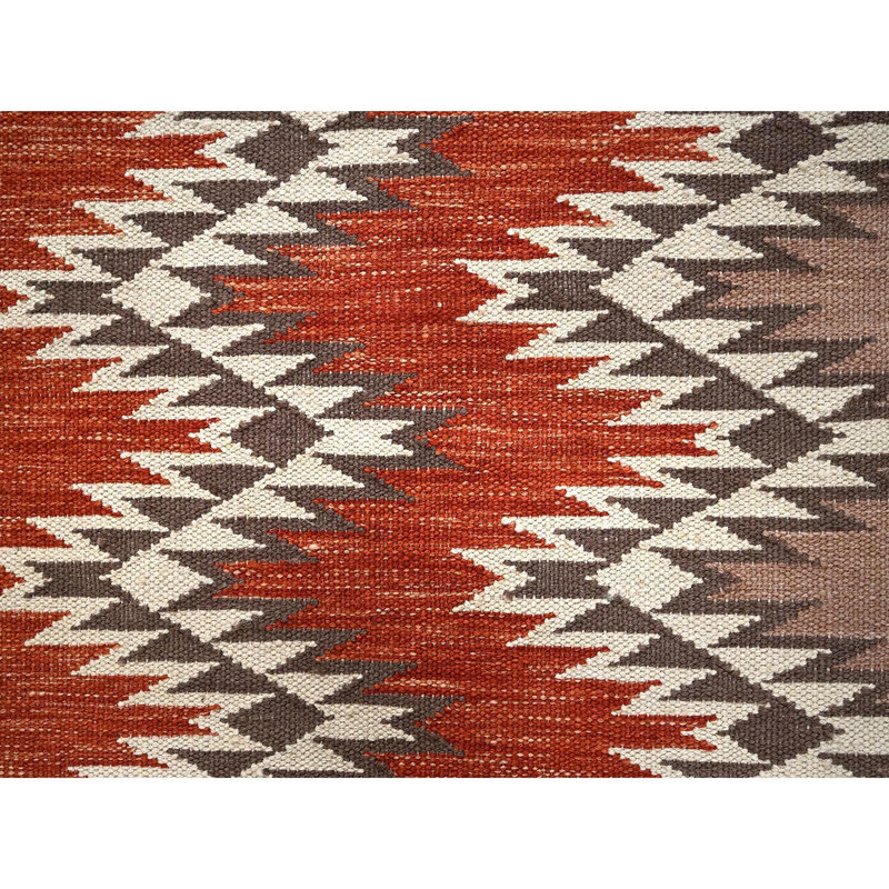 Tapis oriental 5 pi 1 po x 7 pi 1 po orange brûlé, tissé à la main, tissé à la main, 100% laine, tissé à la main