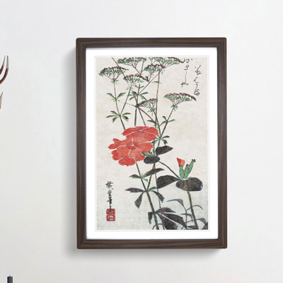 Pink Flowers by Utagawa Hiroshige - Picture Frame Painting Print