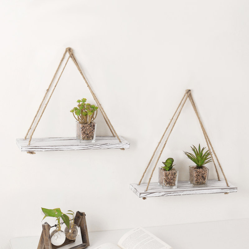 2 Piece Triangle Solid Wood, White