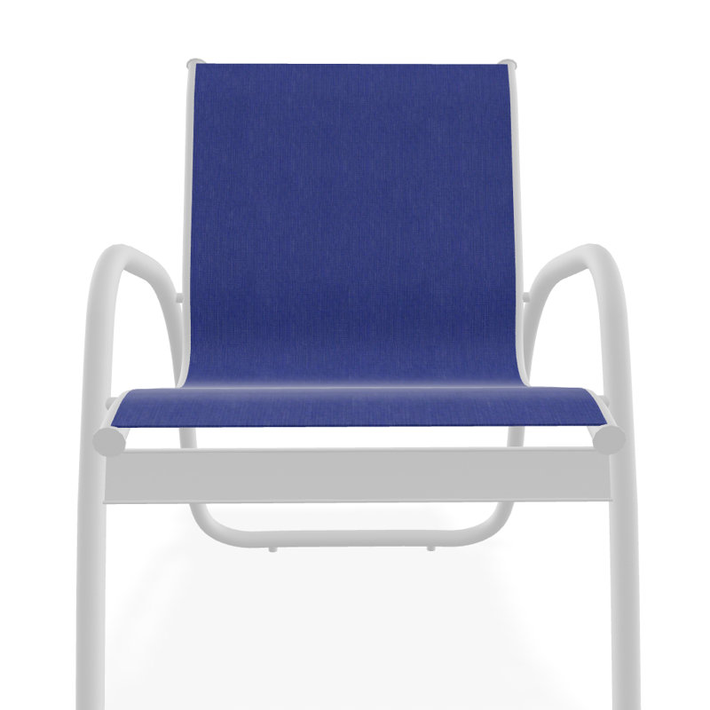 Fauteuil de patio Gardenella, Atlantis bleu royal Sunbrella®, Blanc texturé