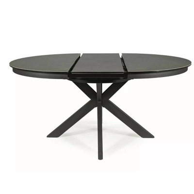 Glasmann Round Glass Top Metal Base Dining Table