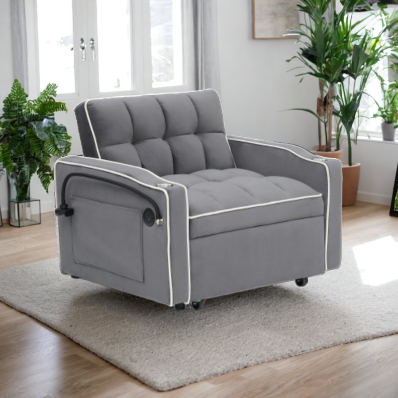 Velvet Accent Chair, Dark Gray Velvet