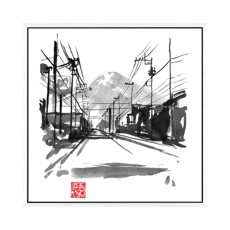 Fujiyoshida II by Péchane - Painting on Canvas, 45.72 cm H x 45.72 cm W, White Framed