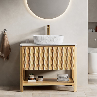 Meuble-lavabo de salle de bain autoportant avec tablette ouverte