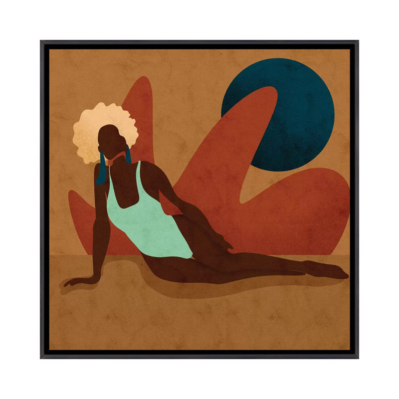 « I Miss Summer » par Reyna Noriega, impression d’art graphique, H 18 po x l 18 po x 1,5 po, Toile avec cadre noir patiné