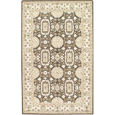 Wool Geometric Area Rug in Gray/Brown/Beige