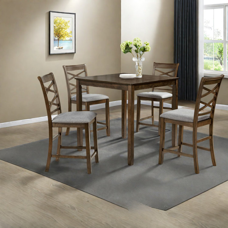 Ensemble de table de salle à manger moderne en bois pour 4 personnes, compact et peu encombrant