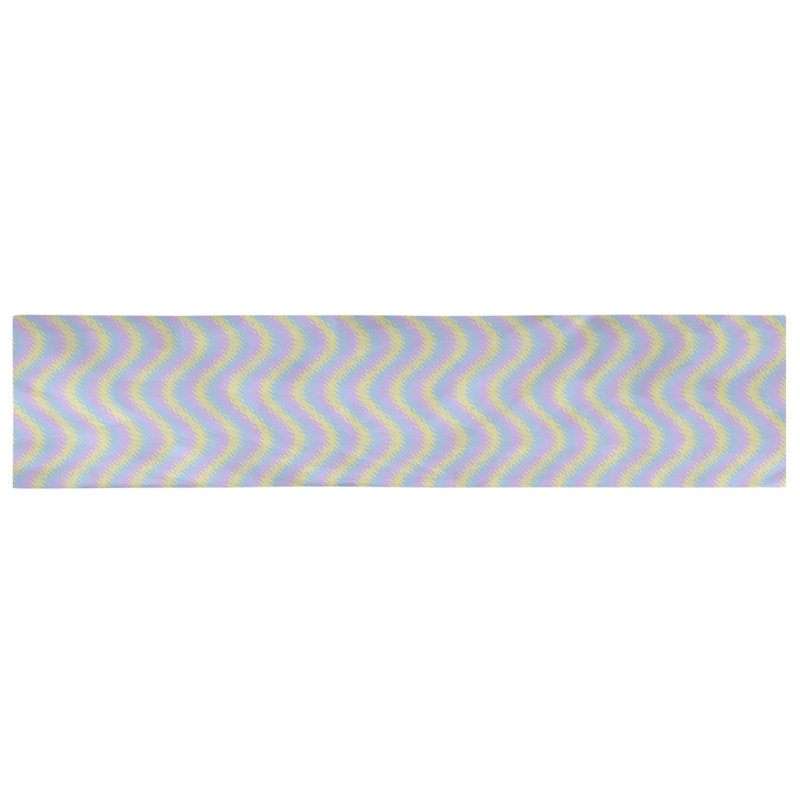 Chemin de table Avicia, 72 po x 16 po, Bleu / Mauve / Jaune, Polyester