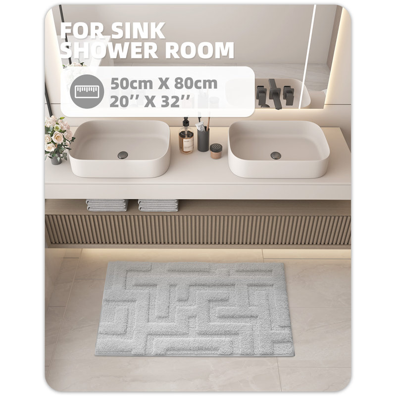 Tapis pour salle de bain Sighrik, L 20 po x l 32 po, Gris