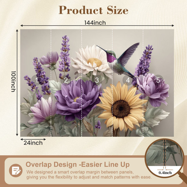 Red Barrel Studio Floral Peel and Stick Wallpaper Whimsical Spring ...