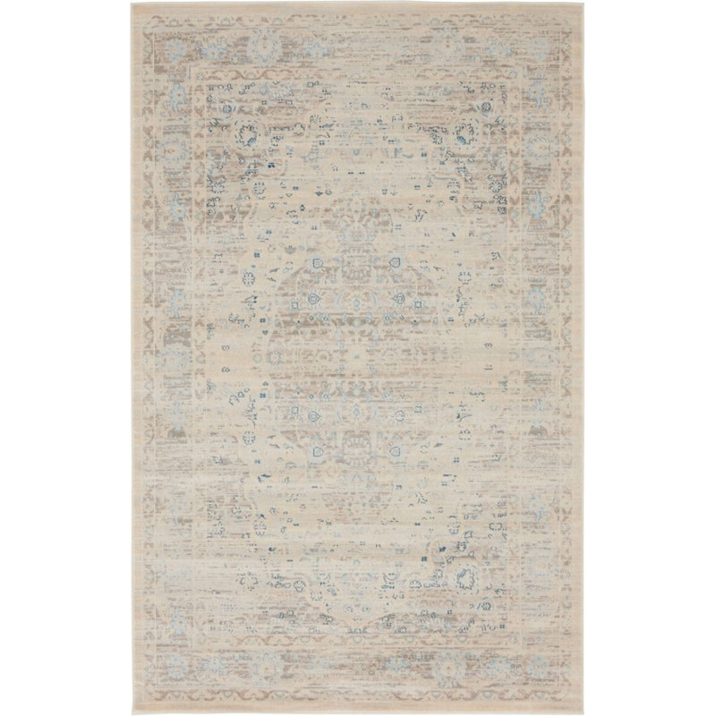 Tapis oriental beige Lyanna, Rectangle 4 pi x 6 pi