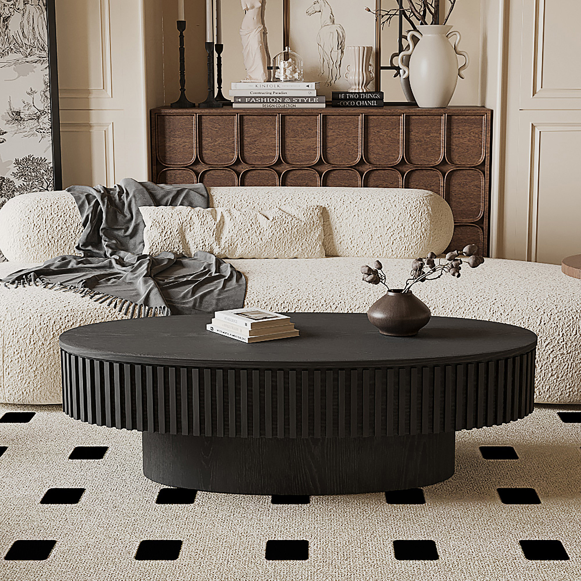 Everly Quinn Oval Coffee Table With Storage, Centre Table - Wayfair Canada