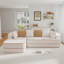 Canapé modulaire de cinéma maison en tissu 106 po avec méridienne et siège profond, sans assemblage, ivoire-2145230879-2145230873