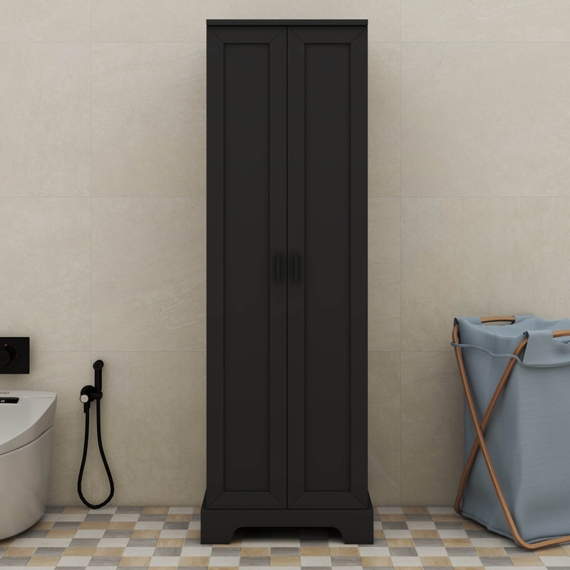 Armoire de rangement polyvalente à 2 portes pour bureau de salle de bain avec tablettes réglables, Noir