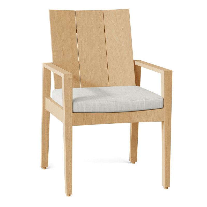 Chaise avec accoudoirs en teck Ashland - teck naturel, Pas de soudure, Sunbrella® argent Verona, Teck naturel