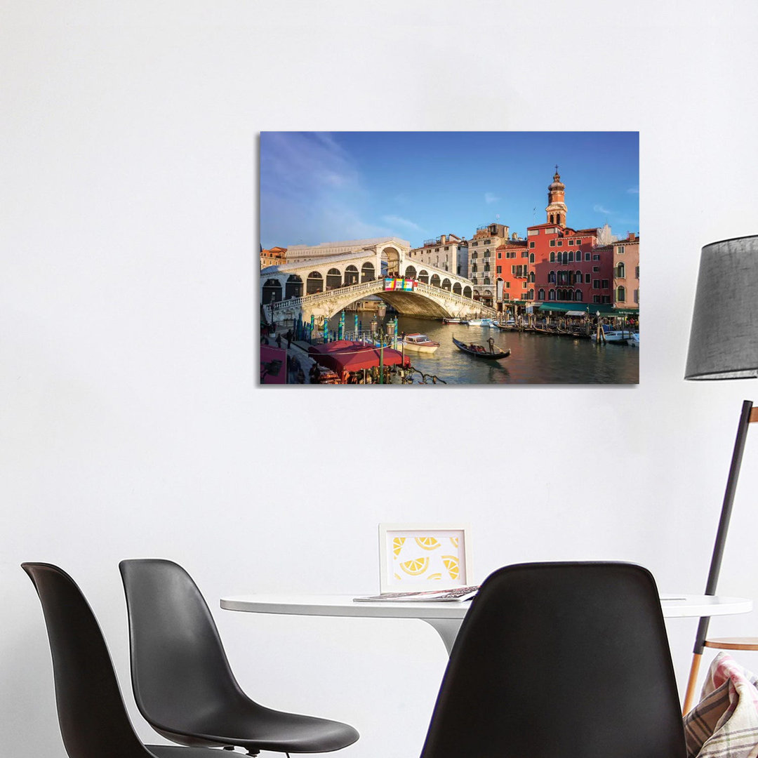 Rialto Bridge On The Grand Canal, Venice by Andrea Stokes - Wrapped Canvas Print