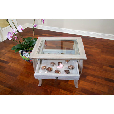 Presley Glass Top End Table with Storage