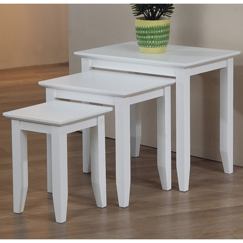 Tables gigognes en bois massif Cafferata, Blanc