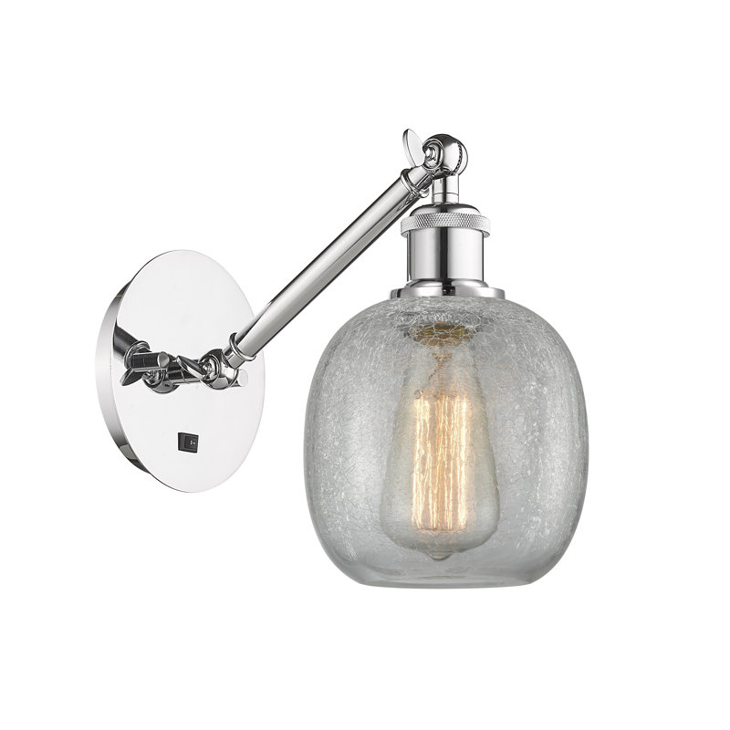 Shauna Armed Sconce, LED, Clear Crackle, Polished Chrome