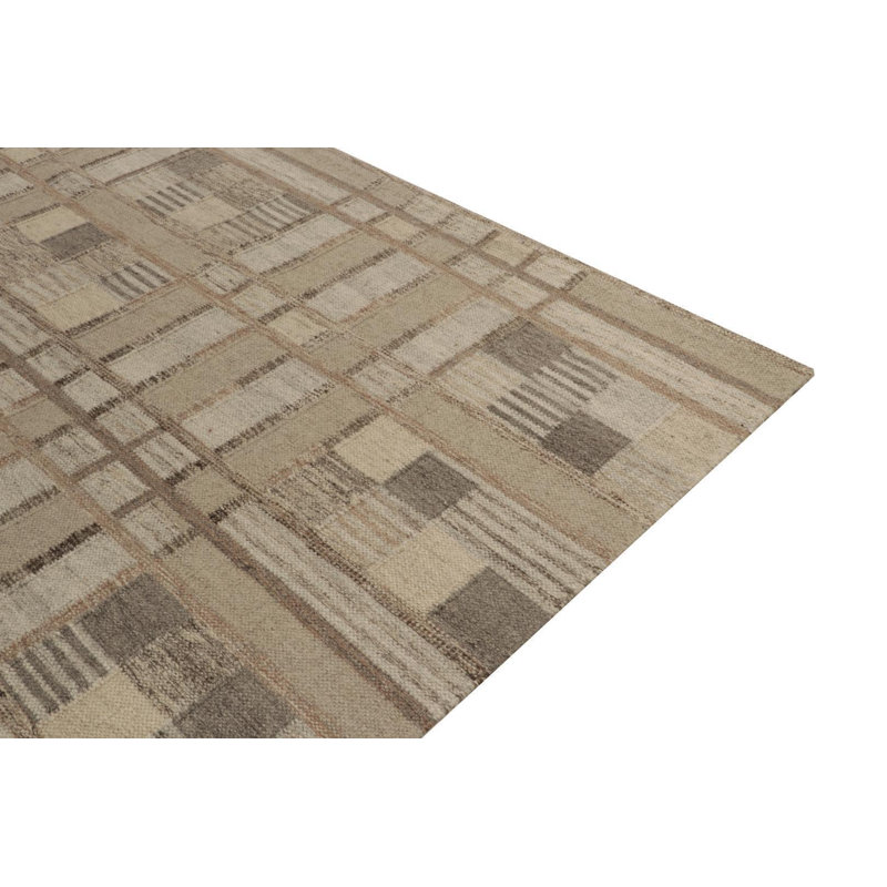 Scandinavian Wool Geometric Area Rug, Recatangle 8' x 10'