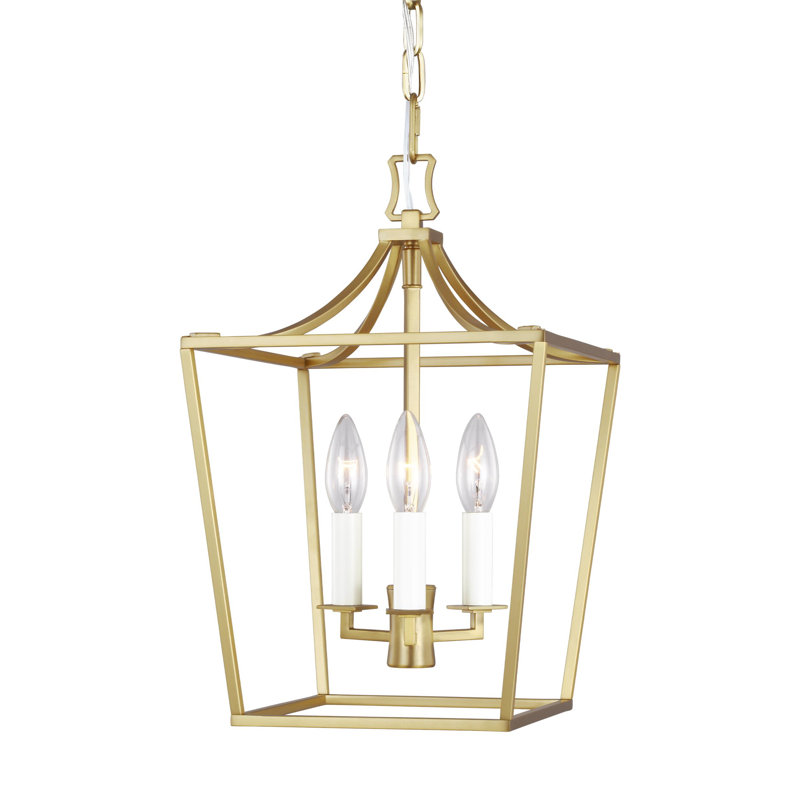 Lustre géométrique à 3 lumières Meztli par Chapman & Myers, Laiton bruni