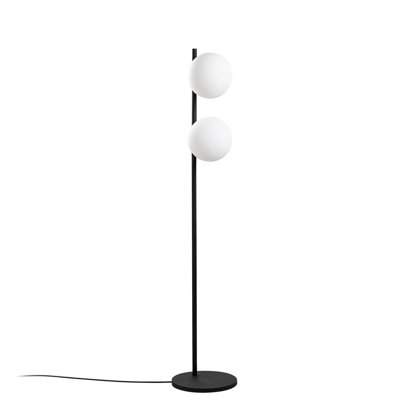 Modern Black Floor Lamp, Metal Body, 11.8 x 11.8 x 61.0 Inches | Base Plate Ø11.8 Inches | 250 cm Cable Length, On/Off Switch | Dual E27 Socket (Max 40W) | Stylish Lighting for Living Room & Home Office