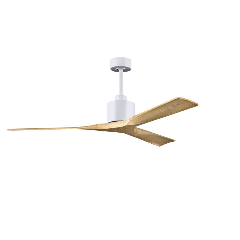 Nan Ceiling Fan In Textured Blades, Matte White, Light Maple Tone, 52"