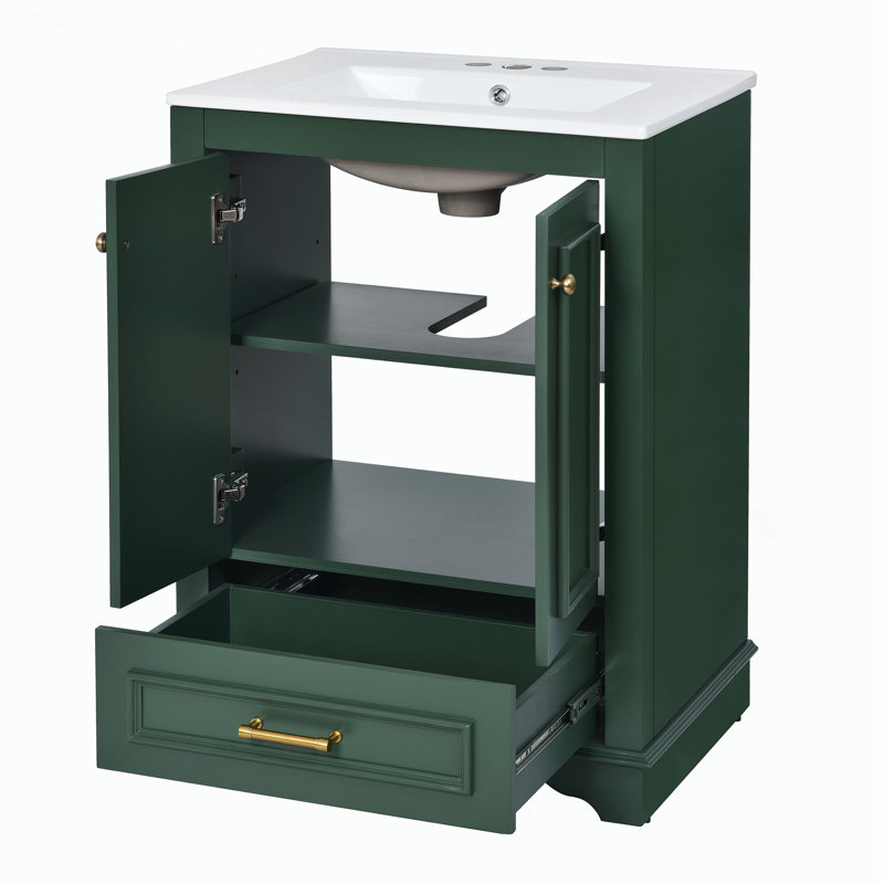 Ensemble de meuble-lavabo 24 po avec lavabo en céramique, Vert