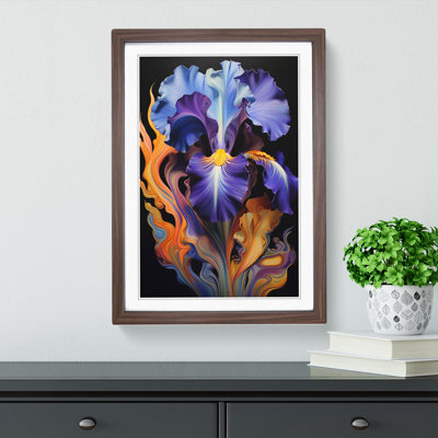 Iris Flower Art Deco - Framed Print