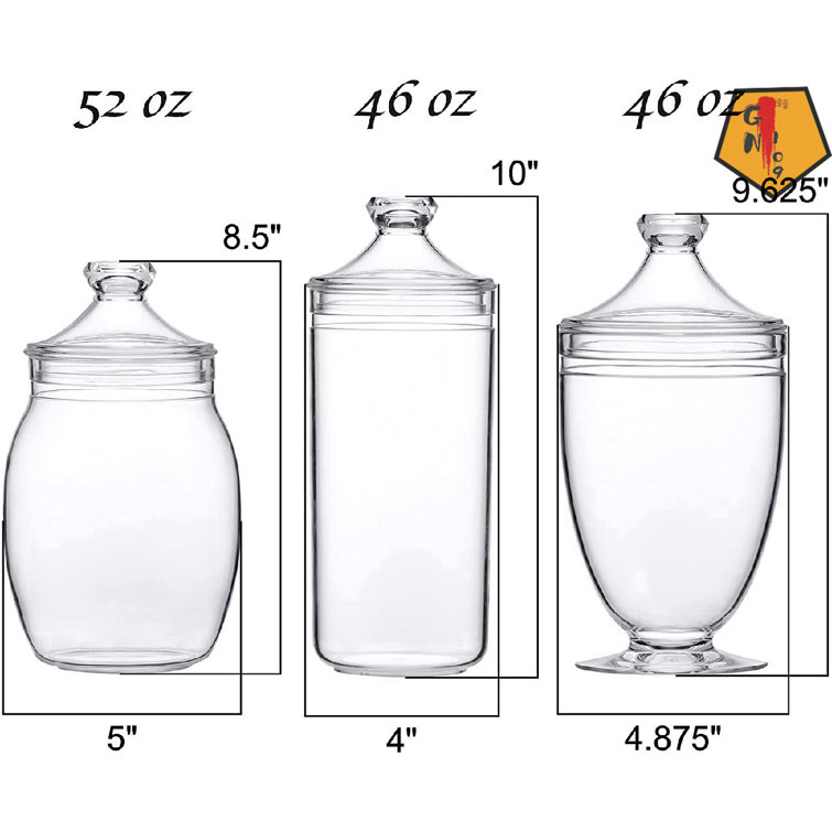 4 Piece Clear Glass Apothecary Jar Set