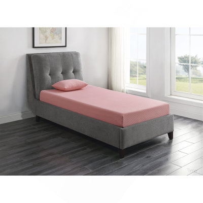 Ensemble de matelas simple 7inch avec coussin en mousse viscoélastique infusée de gel respirant, rose, matelas dans une boîte