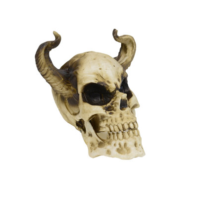 Horned Devil Human Skull Skeleton Head Moving Jaw Indoor Halloween Party Decor Horned Devil Human Skull Skeleton Head Moving Jaw Indoor Halloween Party Decor