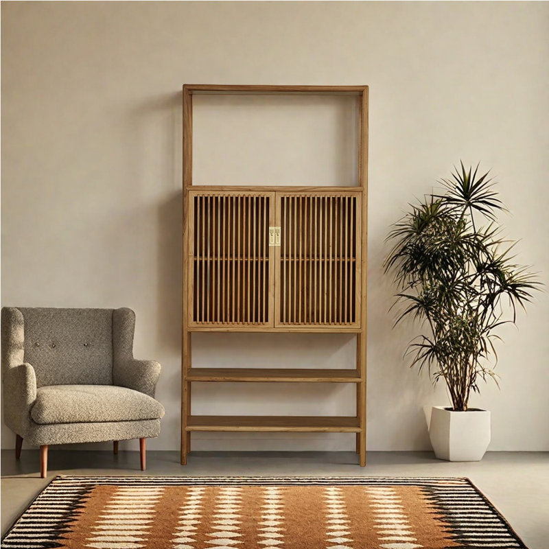 Chinese Style Vintage Display Bookcase, Brown