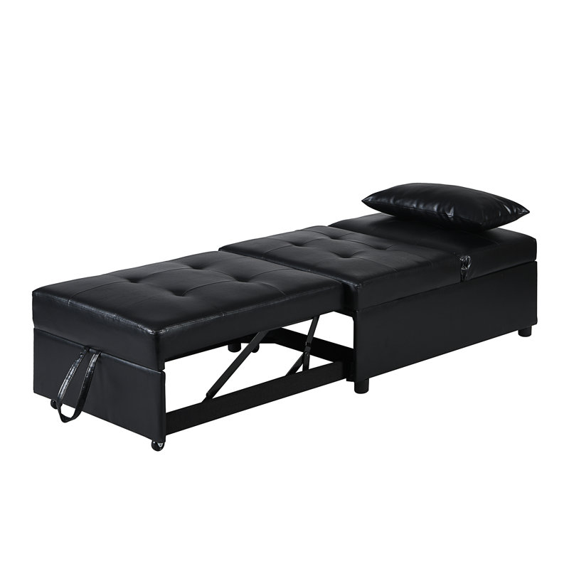 Canapé-lit pliant avec repose-pieds NOIR, Noir, noir, noir, noir
