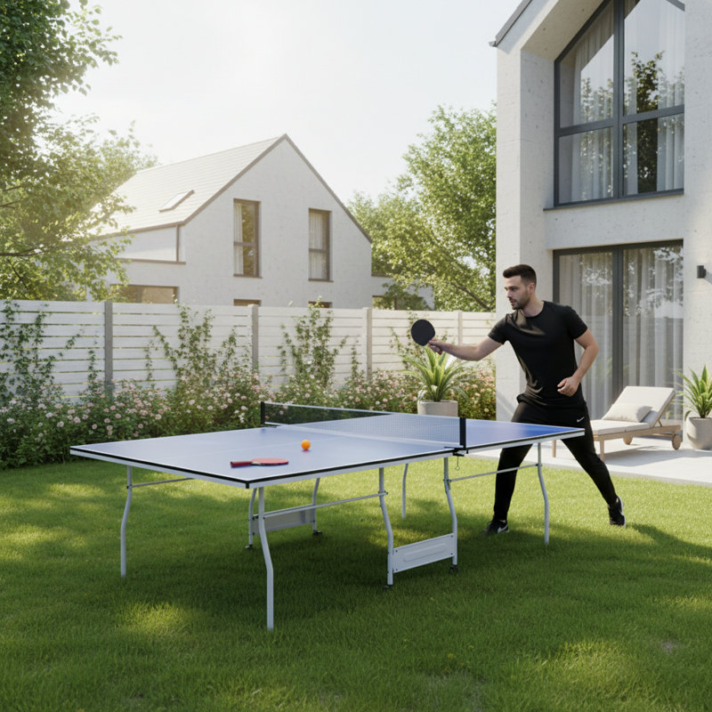 Ensemble de table de ping-pong pliable et portable de 9 pi de taille moyenne pour jeux de table d'intérieur, comprenant un filet, 2 raquettes et 3 balles