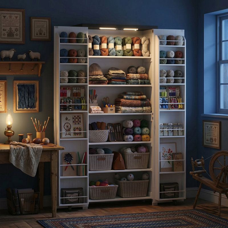 Armoire de rangement de 72 po de hauteur avec tablettes réglables et armoire de rangement polyvalente pour les projets d'artisanat et de couture