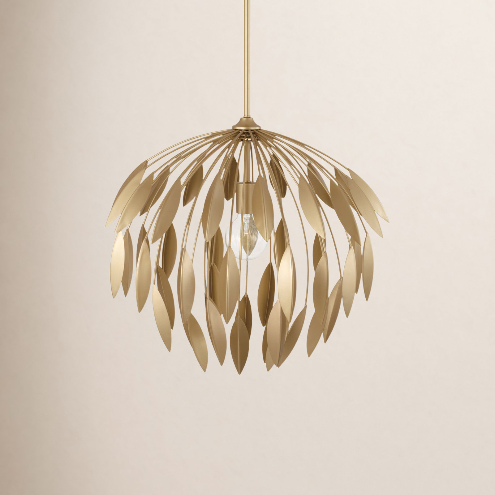 Single Light Dimmable Pendant, Gold, 68.75"H x 20"W x 20"D