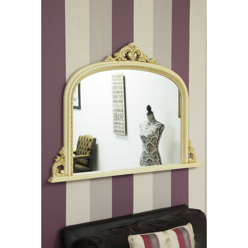 Fan Wood Flat Wall Mirror, Cream